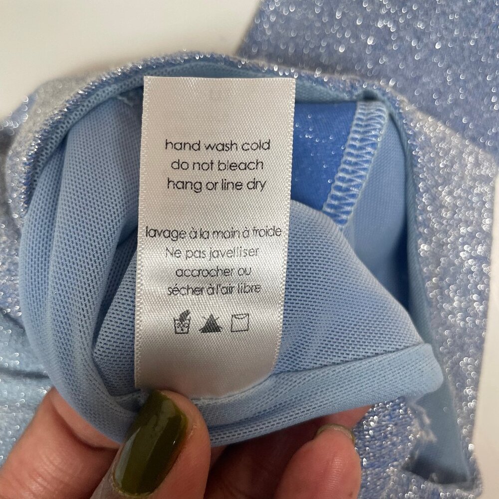 Naked Wardrobe Blue Shimmer Glow For It Swirl Bodycon Maxi Dress Size M - Picture 13 of 14